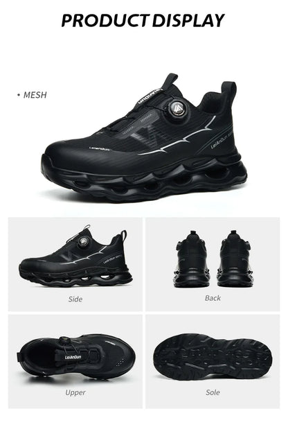 Rotary Button Design for Professional Use Men's Safety Work Shoes Anti-Impact Anti-Piercing Fashionable Sports Style