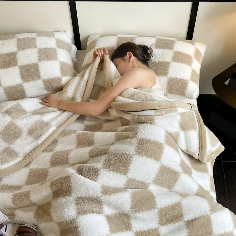 New Shumian velvet thickened warm coral velvet blanket, milk velvet long velvet light luxury blanket blanket