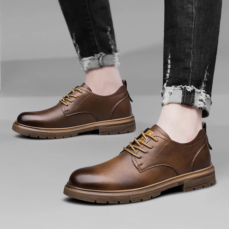 handmade men's shoes business casual leather shoes breathable soft sole comfortable classic lace-up men's shoes