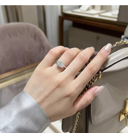 S925 Silver 7 * 11mm Elliptical White Zircon Ring Set with Classic Fashion Women's Jewelry