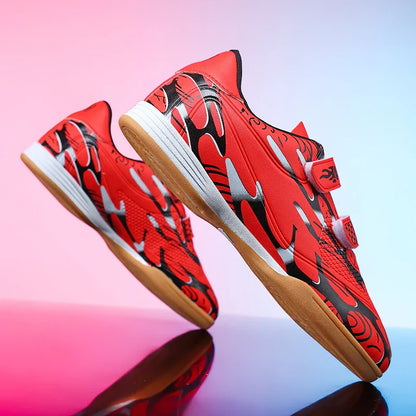 Soccer Shoes with Patent Leather Upper for Kids, Multicolor TF Training Styles
