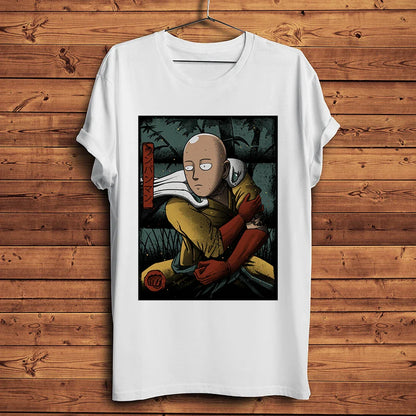 one punch Hero,Saitama,OK MAN,Funny Anime Tshirt ,Men White Casual Short Sleeve T-Shirt,Unisex Streetwear,manga Tee