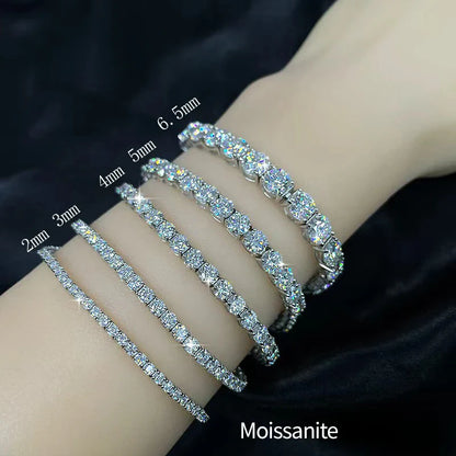 TY 3-5MM Moissanite Bracelet For Women Men 925 Sterling Silver Chain Bracelet D VVS1 Fine Luxury Jewelry Lab Gemstone