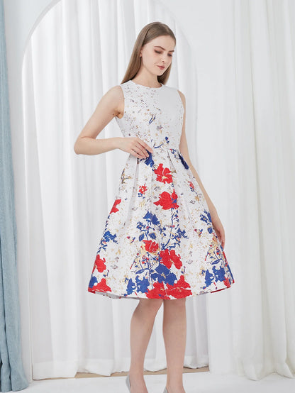 Women Elegant Fashion Flower Jacquard Dress Lady Clothing 2024 New Summer Ball Gowns Party Dresses Vestidos