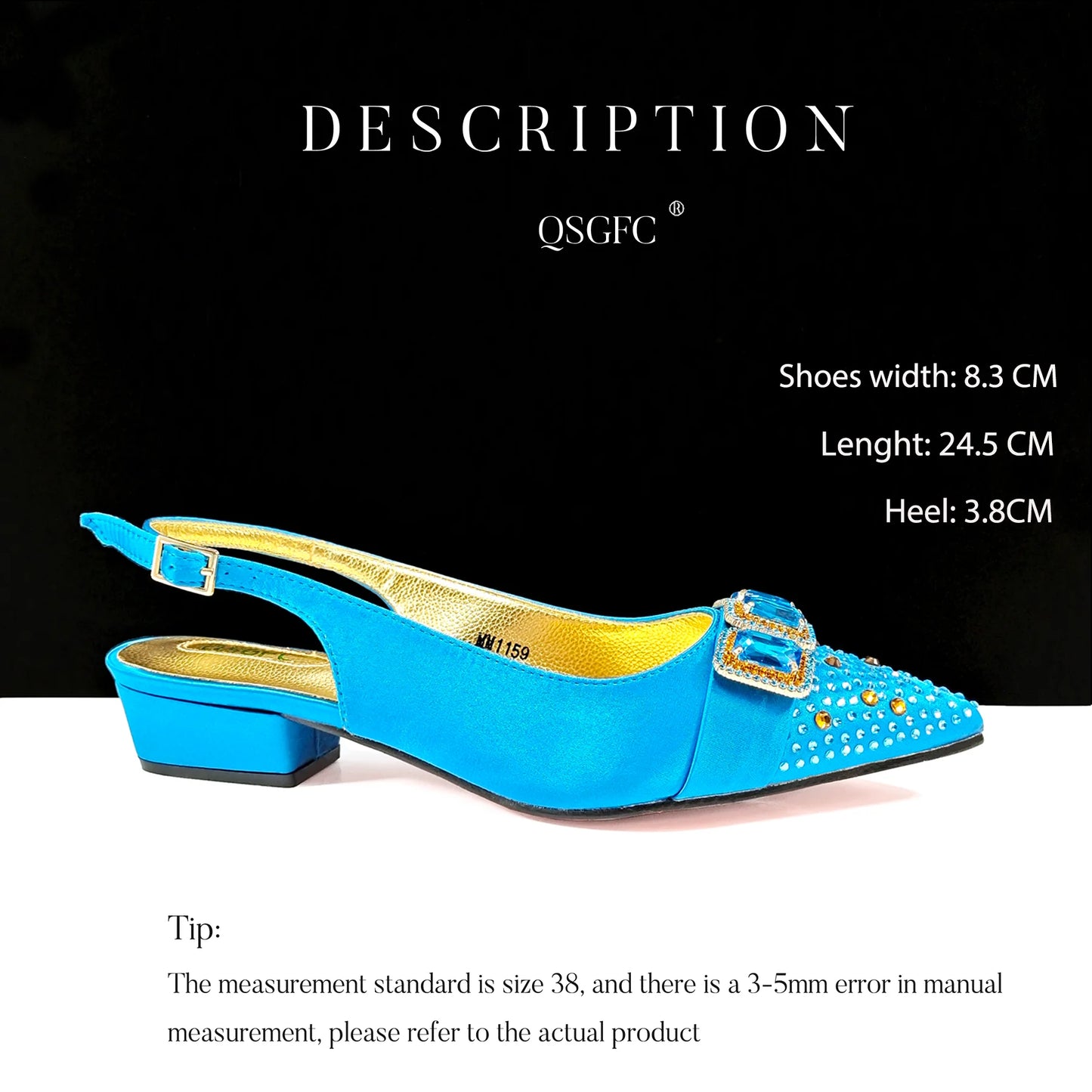 Summer New Design Specials Italian Women Shoes and Bag Set Sky Blue Color Comfortable Low Heels With Rhinestone