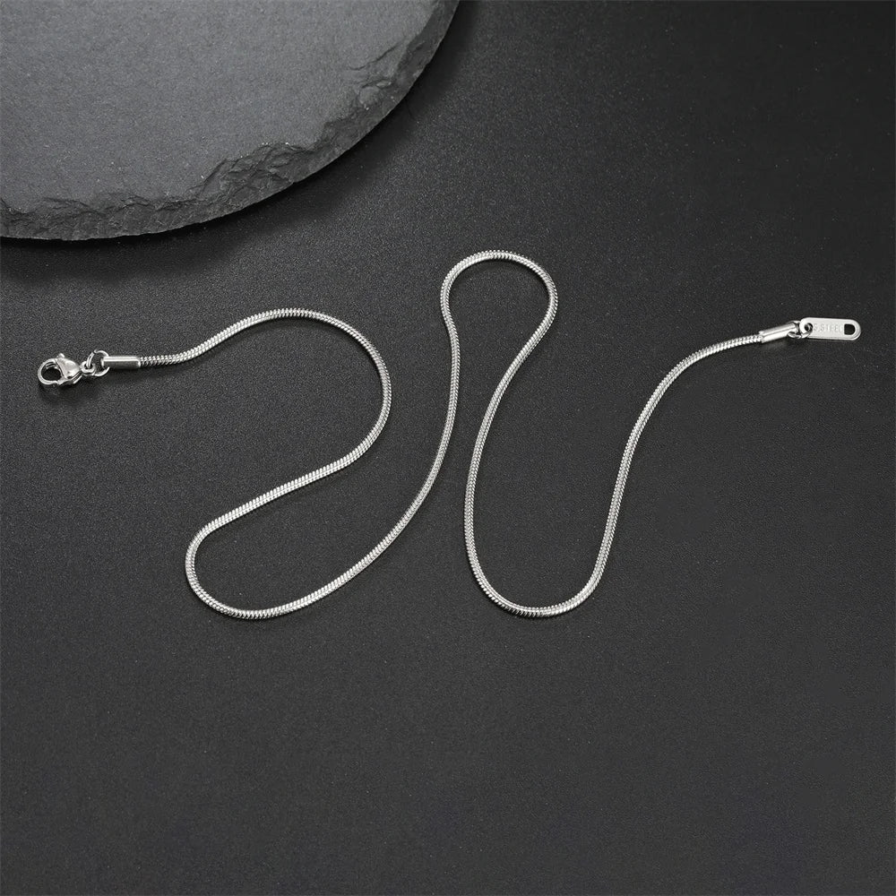Round Snake Chain Necklace for Women Men Stainless Steel Link Chain 0.9mm 1.2mm 2mm Chains Choker Fashion Jewelry Gifts