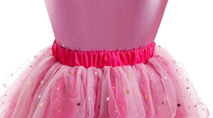 Princess Girls Rosy Movie Tutu Dress for Girl Letter B Birthday Party New Year Christmas Costumes Margot Ken Robbie
