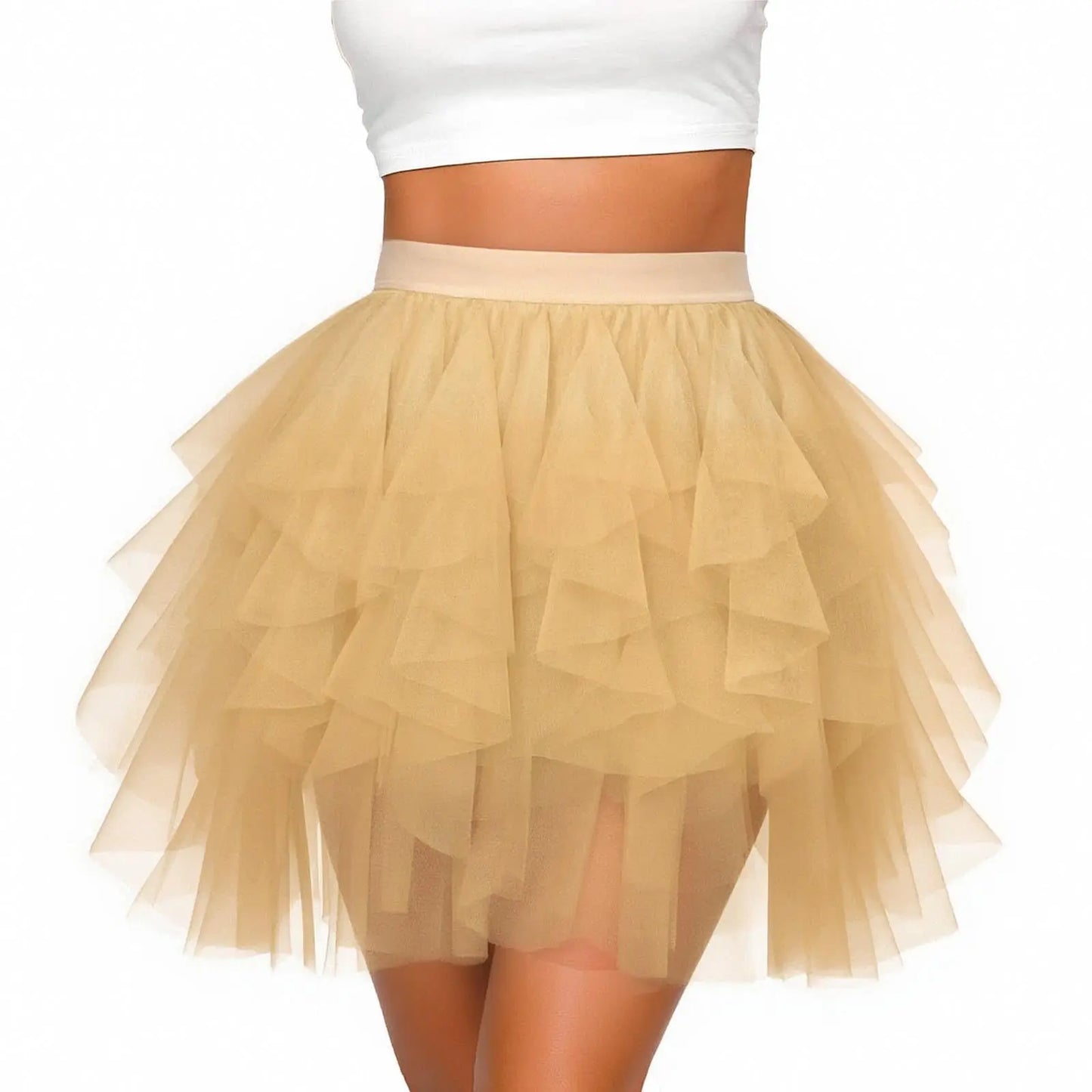 Women's Tulle Tutu Skirt Fashion Solid Color High Waist Mesh Skirt A-line Puff Skirt Cute Cake Skirt Cute Ballet Ball Half Skirt