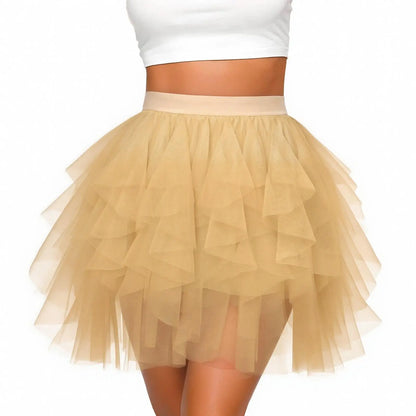 Women's Tulle Tutu Skirt Fashion Solid Color High Waist Mesh Skirt A-line Puff Skirt Cute Cake Skirt Cute Ballet Ball Half Skirt