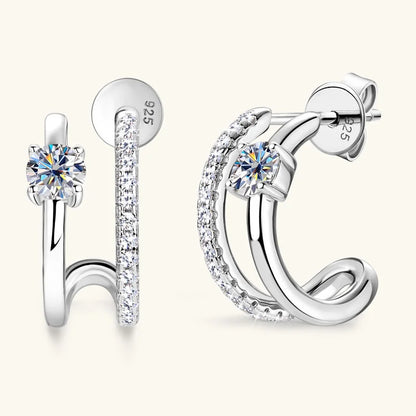 Moissanite Huggie Earrings for Women D Color 1.5mm Lab Grow Diamond s925 Sterling Silver 18K Gold Plated Daily Earring