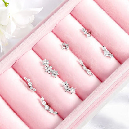 Screw Gradient Moissanite Stud Earrings for Women Men Hip Hop Ear Cartilage Piercing S925 Sterling Silver Fine Jewelry