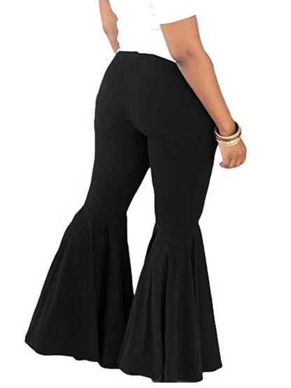 Knitted fabric solid color trousers