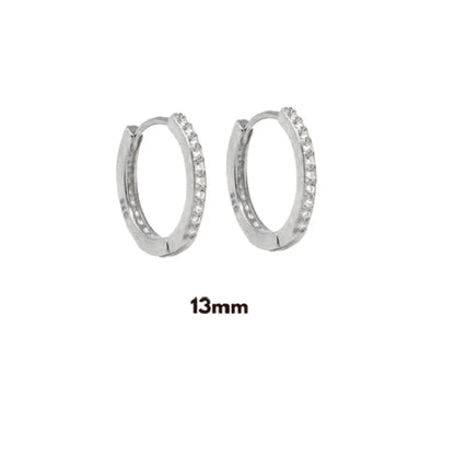 925 Sterling Silver Gold Zircon CZ 5mm 6mm 7mm 8mm To 13mm Huggies Hoops Piercing Pendiente Clips Luxury Fine Jewelry