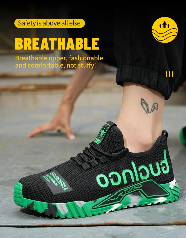 Fashion Sports Shoes Work Boots Puncture-Proof Safety Shoes Men Steel Toe Shoes Security Protective Shoes Indestructible