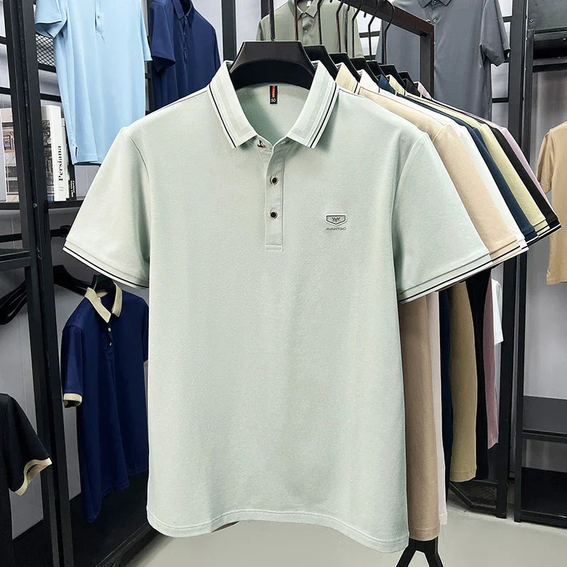 Light luxury brand men's short sleeve polo shirt summer new item high-end letter golf comfortable cotton casual business T-shirt