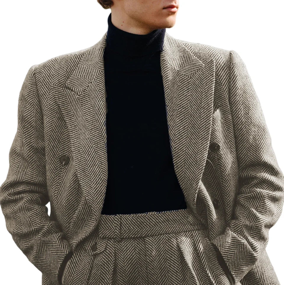 Conjunto Masculino de Terno 2 Peças Primavera Outono Blazer Calças Elásticas Casual de Negócios Casamento Festa Formatura Jantar Trabalho Viagem Banquete
