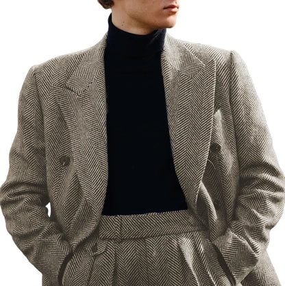 Conjunto Masculino de Terno 2 Peças Primavera Outono Blazer Calças Elásticas Casual de Negócios Casamento Festa Formatura Jantar Trabalho Viagem Banquete