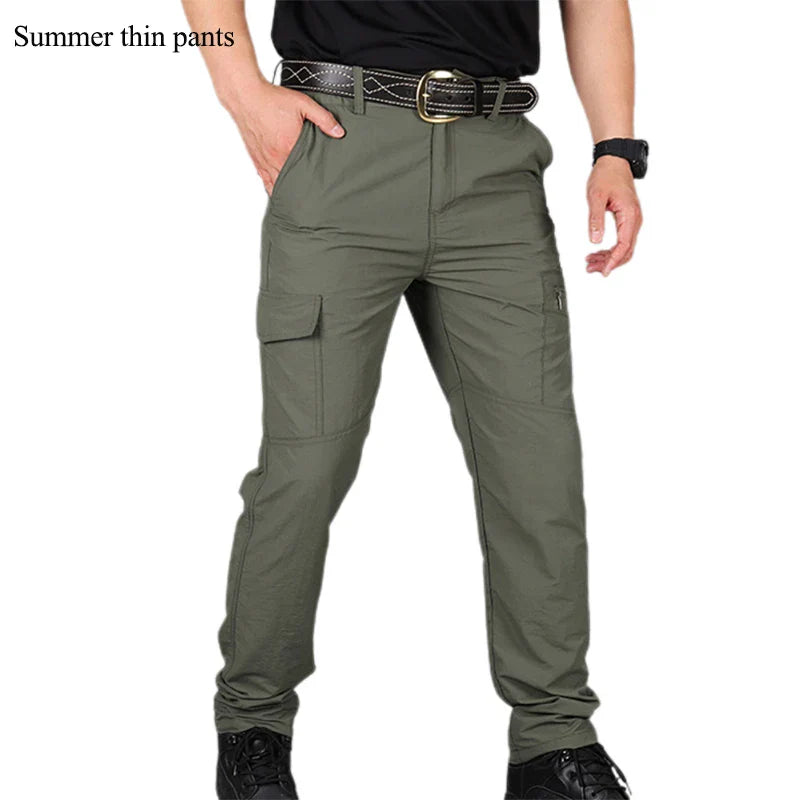 New Casual Tactical Pants Men Cargo Pants Multi Pockets Safari Style Trousers Waterproof Male Streetwear Hiking Plus Size S-6XL