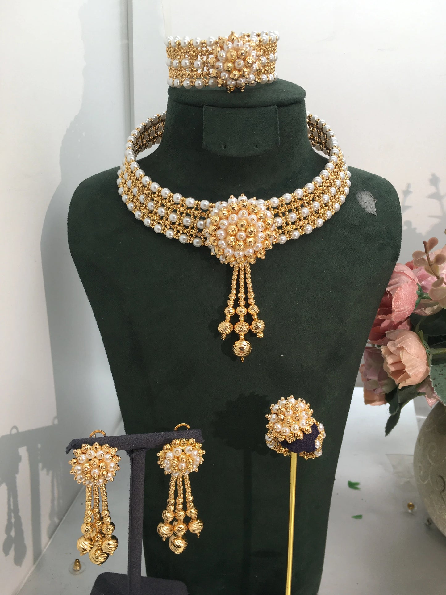 Trendy Fashion2 PCS Luxury Waterdrop Indian Jewelry Sets For Women Wedding Party Indian Dubai Bridal jewelry Set
