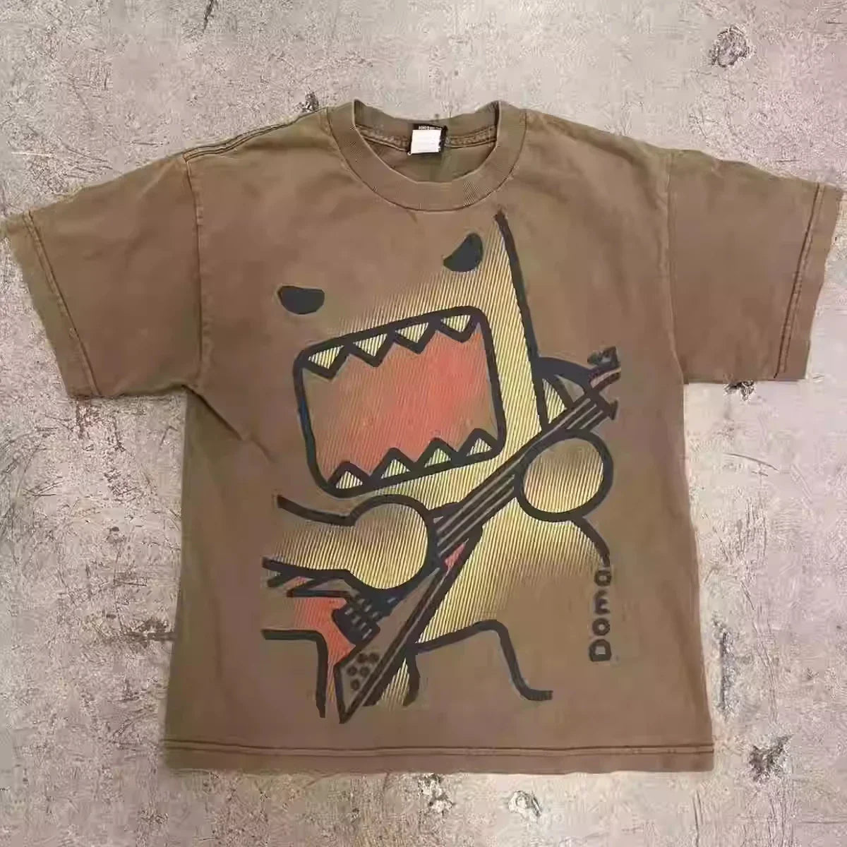 Oversized Pattern Y2K New Vintage Printed Round Neck Men's and Women's Street T-shirts High Quality Pure Cotton Clothing