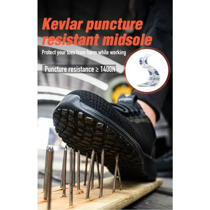 Men's Anti Smashing and Anti Stabbing Lightweight  Comfortable, Breathable  Protective and Safety Shoes