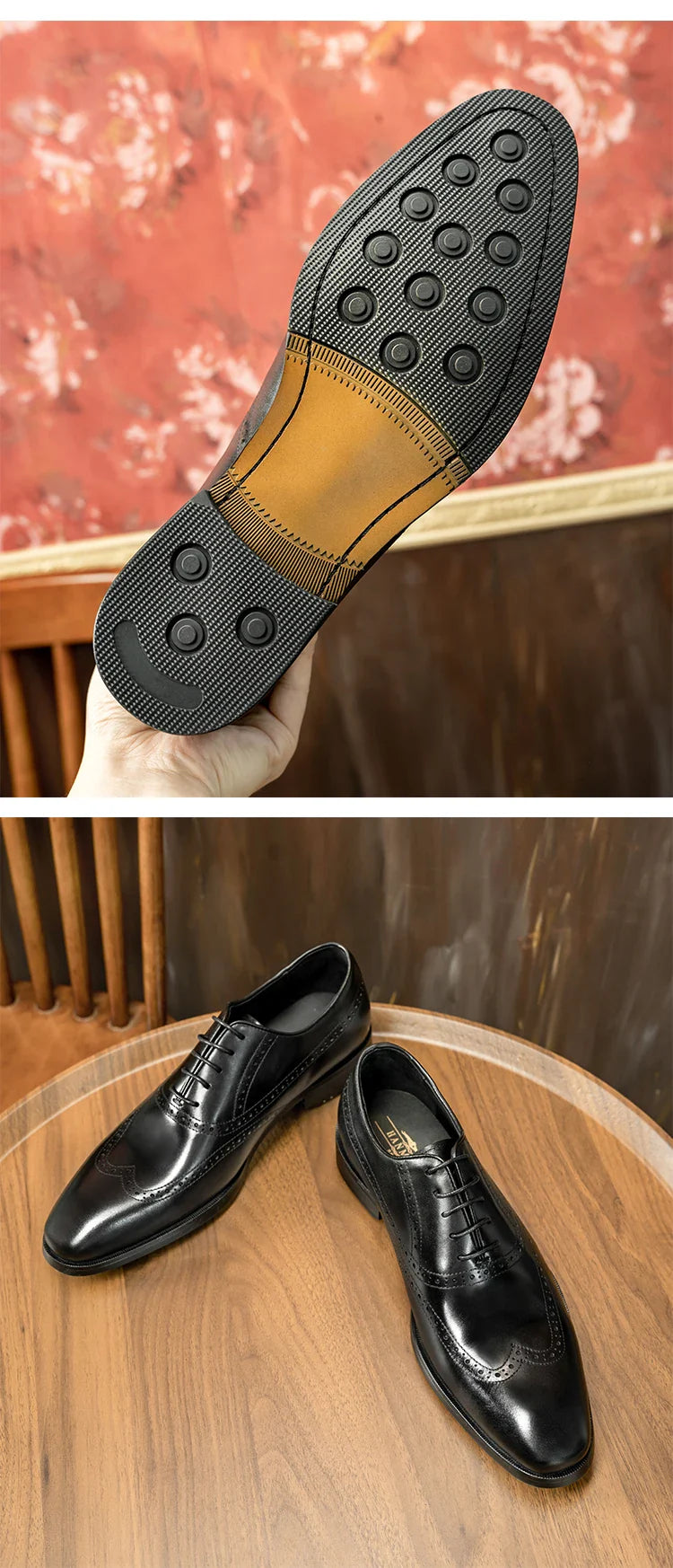 Men Casual Dress Shoes Patchwork Oxford Genuine Leather Formal Shoes for Male Party Dinner British Footwear