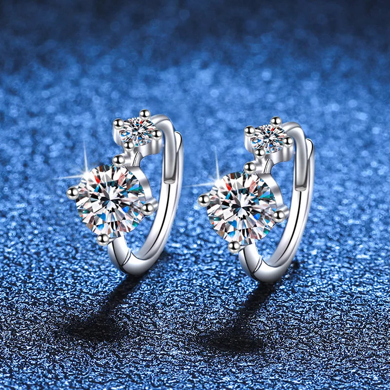 Real D Color 0.55CT Full Moissanite Hoop Earrings For Women S925 Sterling Silver Plated PT950 Diamond Earring Fine Jewelry