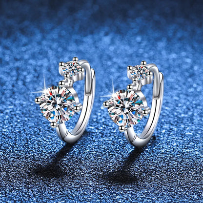 Real D Color 0.55CT Full Moissanite Hoop Earrings For Women S925 Sterling Silver Plated PT950 Diamond Earring Fine Jewelry