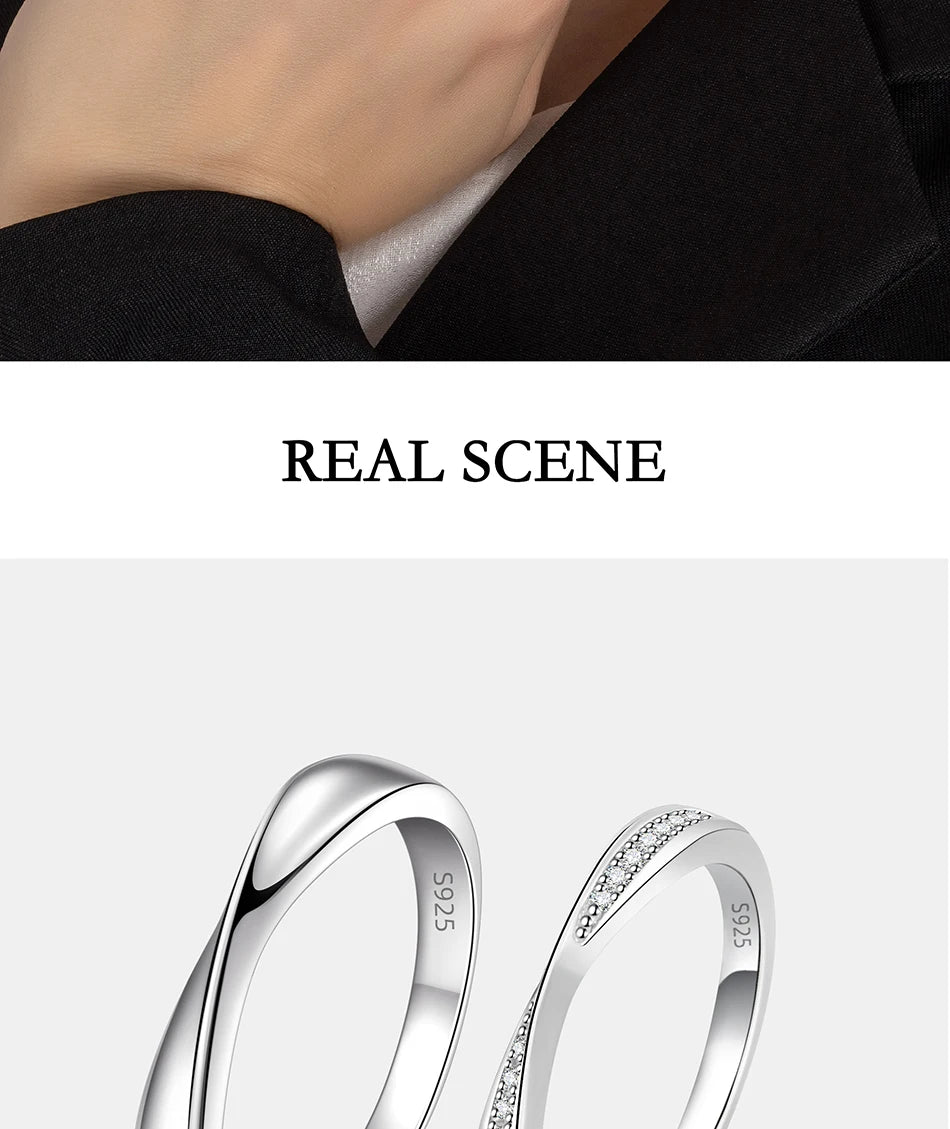 S925 Pure Silver Moissanite Ring for Women Men Couple Ring Fashion Wedding Jewelry Valentine's Day Gift