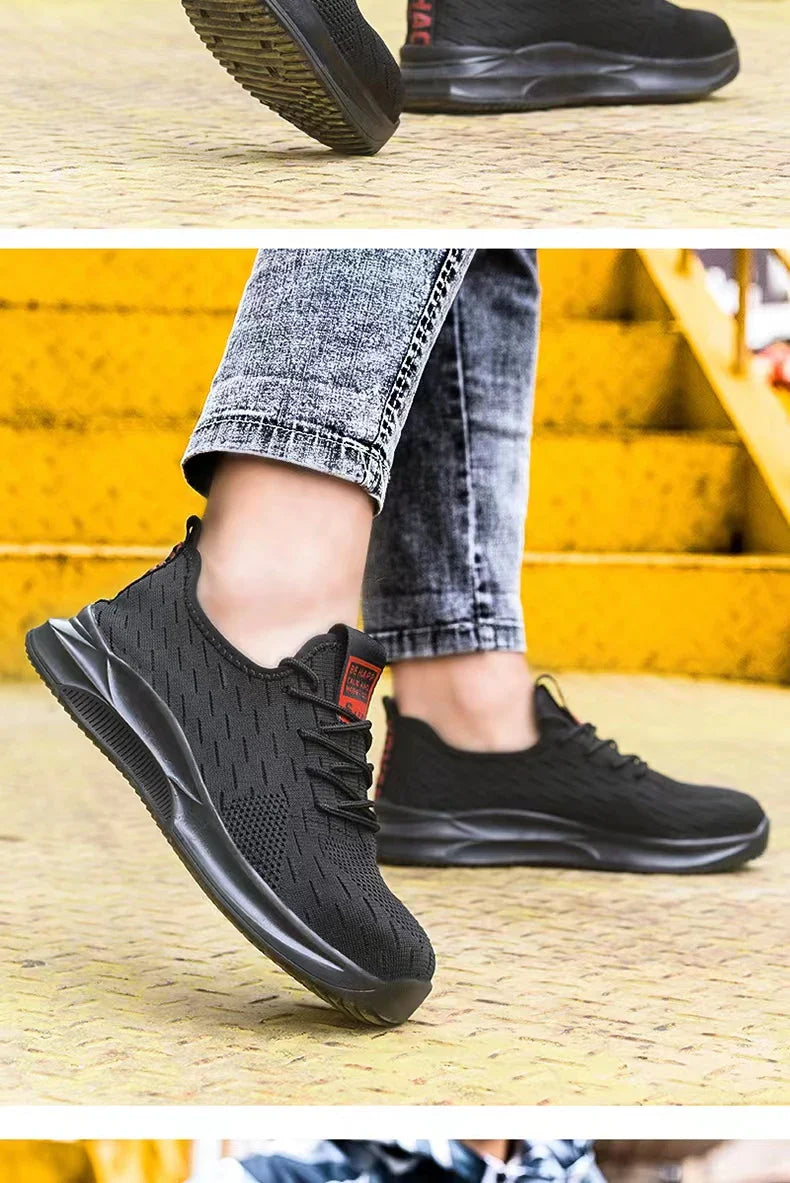 Mens Safety Shoes Breathable Steel Toe Cap Boots Anti-smashing Anti-smash Safety Work Shoes Lightweight Men Women Work Sneaker