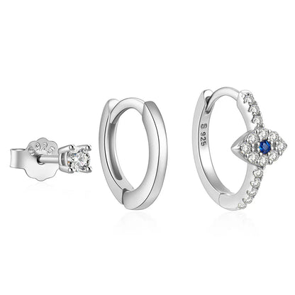 925 Sterling Silver 3PCS DIY Hoop Earring With Piercing Stud Earring Set Women Men Party Wedding Jewelry Set pendientes 925