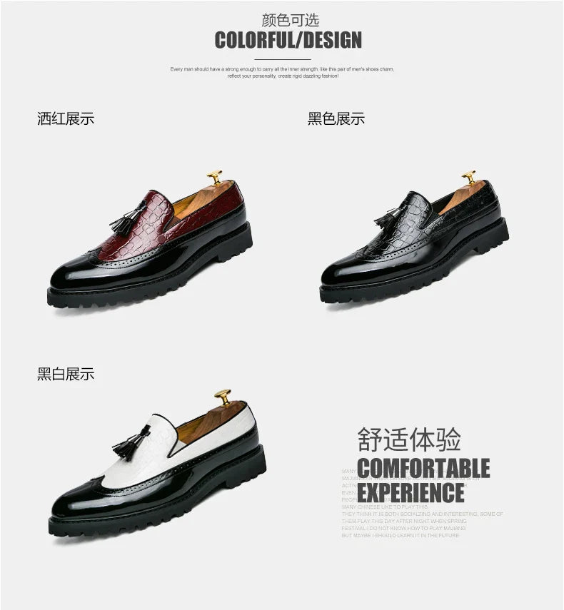 High Quality Casual Business Leather Shoes Men Formal Men's Dress Shoes Classic Tassels Retro Office Social Leather Loafers Male