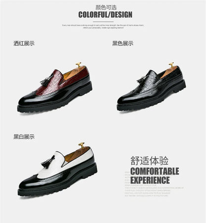 High Quality Casual Business Leather Shoes Men Formal Men's Dress Shoes Classic Tassels Retro Office Social Leather Loafers Male