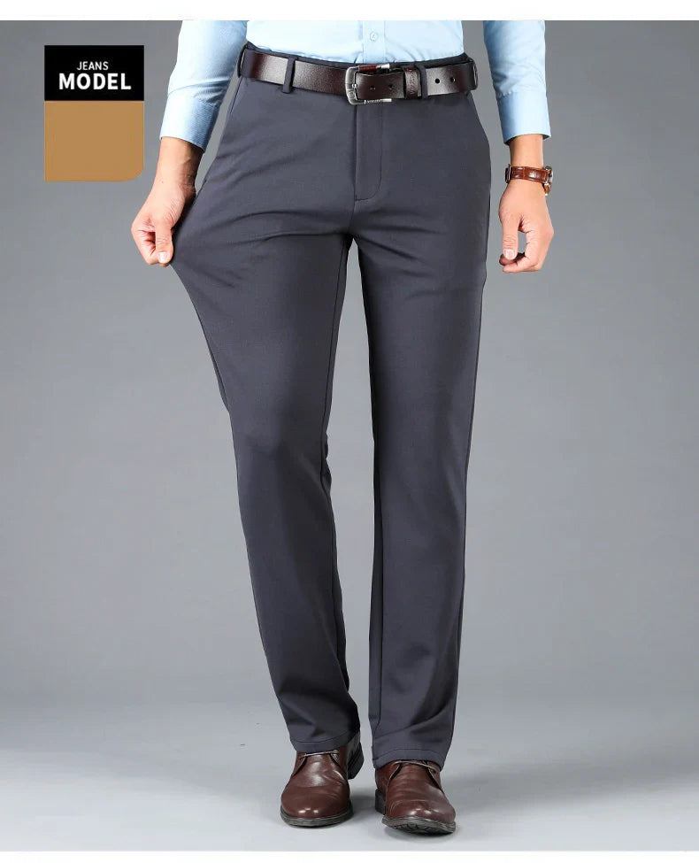 Spring Autumn Men's Smart Casual Pants Black Navy Blue Suit Pants Office Male Trousers Big Size Elegant Sports Straight Pants
