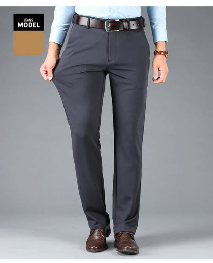 Spring Autumn Men's Smart Casual Pants Black Navy Blue Suit Pants Office Male Trousers Big Size Elegant Sports Straight Pants