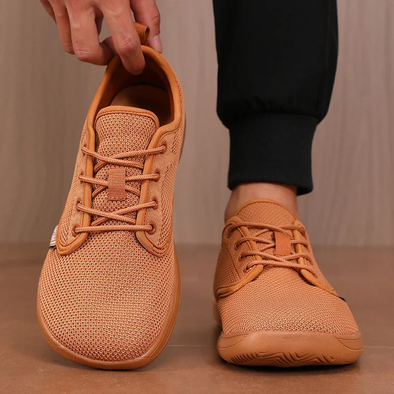 Wide Toe Men Shoes Breathable Knitted Mesh Comfortable Barefoot Shoes Casual Versatile Soft Sole Wide Last Shoes Walking Shoes