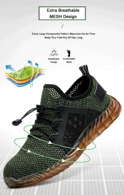 Work Sneakers Men Safety Shoes Construction Steel Toe Work Safety Boots Men Shoes Anti-puncture Work Summer Shoes Breathable