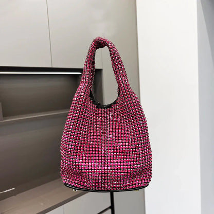 Shiny Crystal Clutch purse bucket Shoulder bag rhinestone Handmade purses and handbags luxury Designer Evening clutch Bag Purse