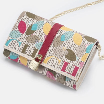 Chain Bag with Floral Letter Print Lock Design High Quality PU Material Women's 2025 Designer Shoulder Bag