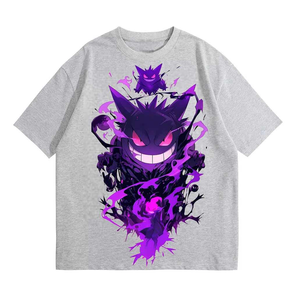 Cartoon Gengar Original Printed T - Shirt, Summer New, Unisex, Y2K Harajuku Style, Loose & Casual Short - Sleeved Top
