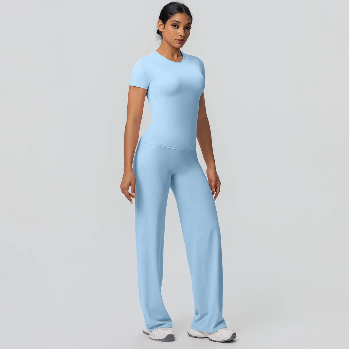 Fitness Sports Workout Yoga Set for Women Naked Feel Slim Casual Workout Top T-Shirt Quick Drying Push Up Running Pants Yoga Set