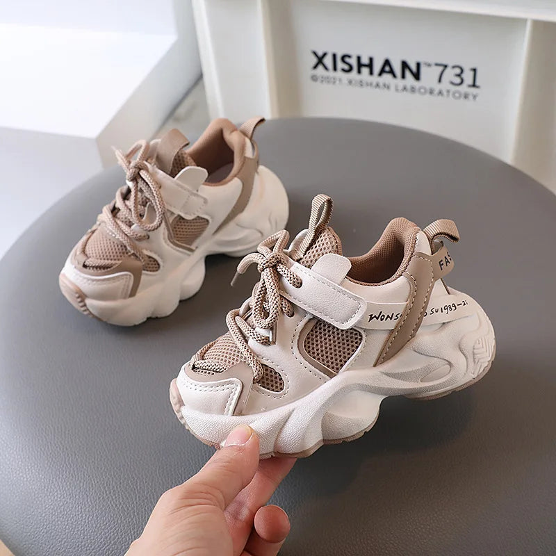 Sports Shoes for Children Baby Girls Shoes Kids Shoes Boys Chunky Sneakers Toddler Lace-up Casual Shoes Thick Bottom Sneakers