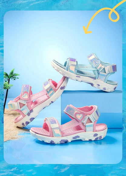 Princess Girls' LED Sandals Children's Toddler Sports Beach Pink blue Girls' Soft Shining Shoes Outdoor Soft  Anti-Slip LED Shoe