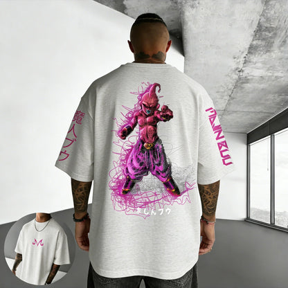 T-shirt Summer New Majin Buu Print Men and Women Harajuku Loose Casual Parent-child Short Sleeved Shirt
