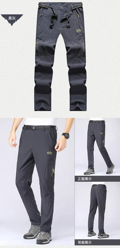 Lightweight Fishing Pants Stretch Waterproof Tactical Pants Men XL-5XL Summer Quick Dry Hiking Pants Men Zipper Pockets Trousers