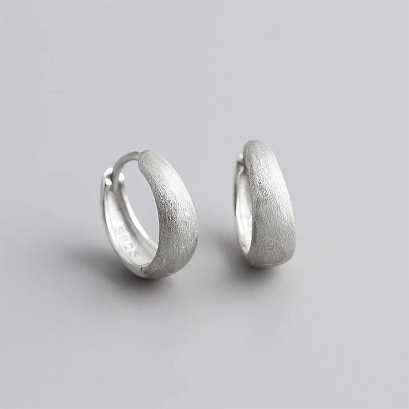 925 Sterling Silver Premium Matte Minimalism Unisex Huggies Ear Hoops Earrings for Women Gothic Piercing Men's Jewelry