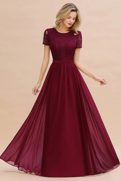 Dark Green Chiffon Long Bridesmaid Dresses Lace A Line O Neck With Sashes Wedding Guest Evening Party Gown Vestido De Fiesta