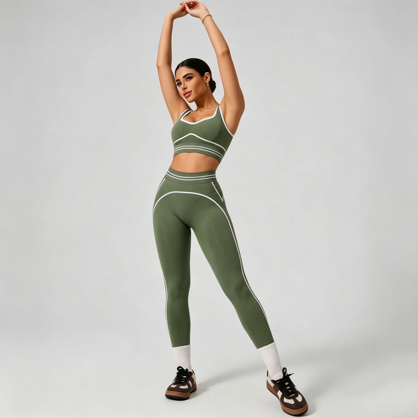 Women's Seamless Yoga Set - Sports Bra & High Waist Leggings Activewear for Gym Workout Fitness Exercise Stretch Athletic Outfit