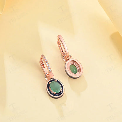 Unique fashion design of natural emerald 925 sterling silver earrings elegant and noble female anniversary & banquet gift