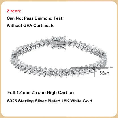 2025 New In Real D Color Full 1.4mm Moissanite Tennis Bracelet For Women S925 Silver Diamond Link Chain Bracelets Wholesale